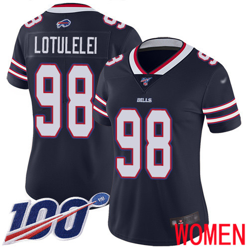Women Buffalo Bills #98 Star Lotulelei Limited Navy Blue Inverted Legend 100th Season NFL Jersey->women nfl jersey->Women Jersey